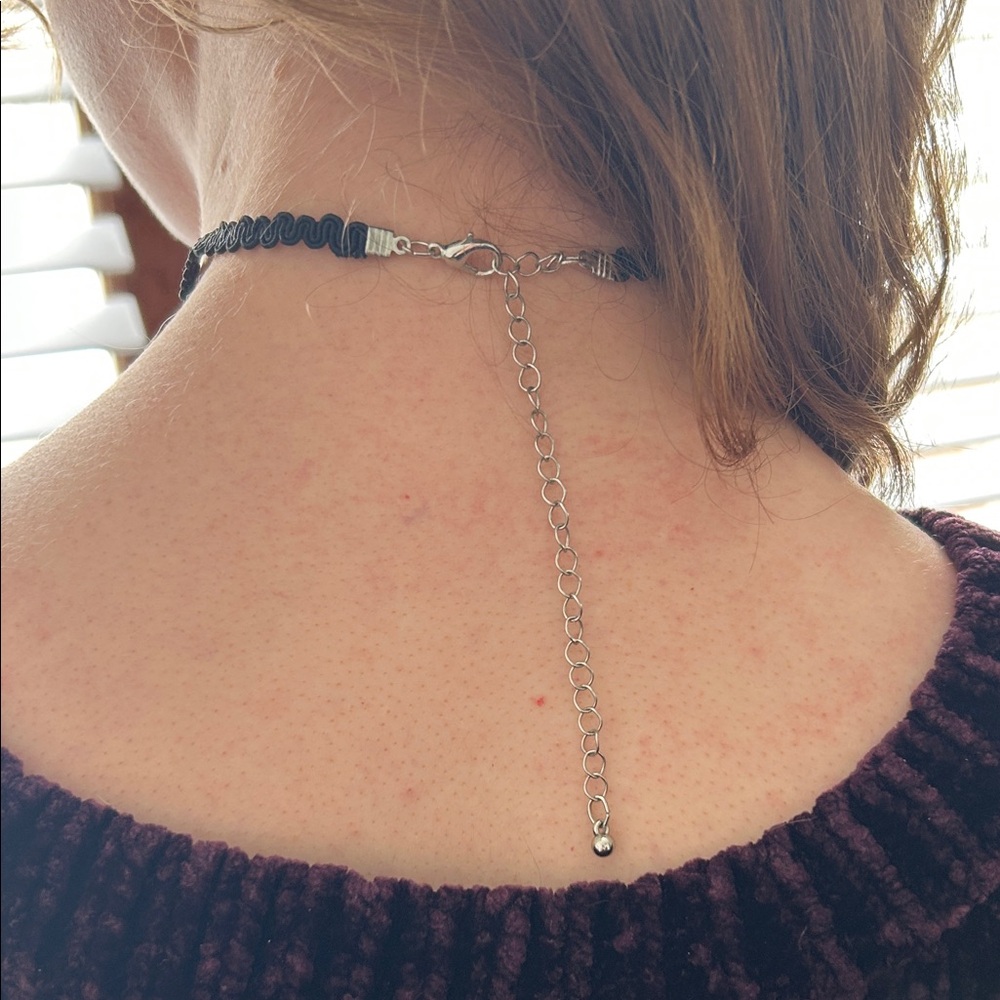 Black Wavy Stretch Tattoo Choker Necklace - Picture 2 of 2